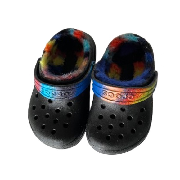 Rainbow Toddler Fuzzy Lined Crocs - Picture 2 of 6